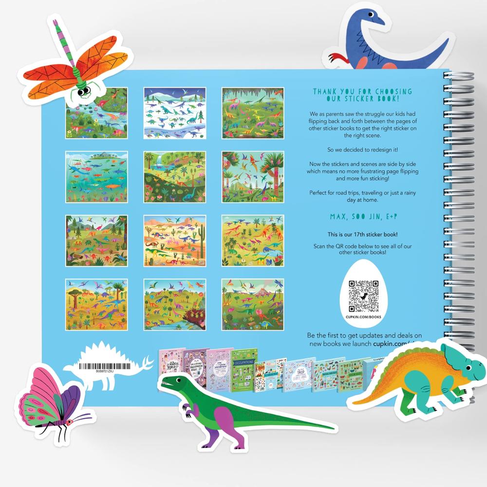 Side by Side Dinosaur Books for Kids 3-5 with 500+ Dinosaur Stickers for  Kids 2-4 + 12 Scenes