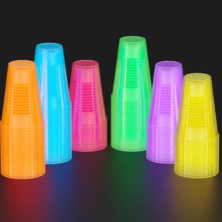 Exquisite Blacklight Party Glow Cups - 120 Pack 16 Oz - Assorted Colors -  Disposable Cups For Party - Blacklight