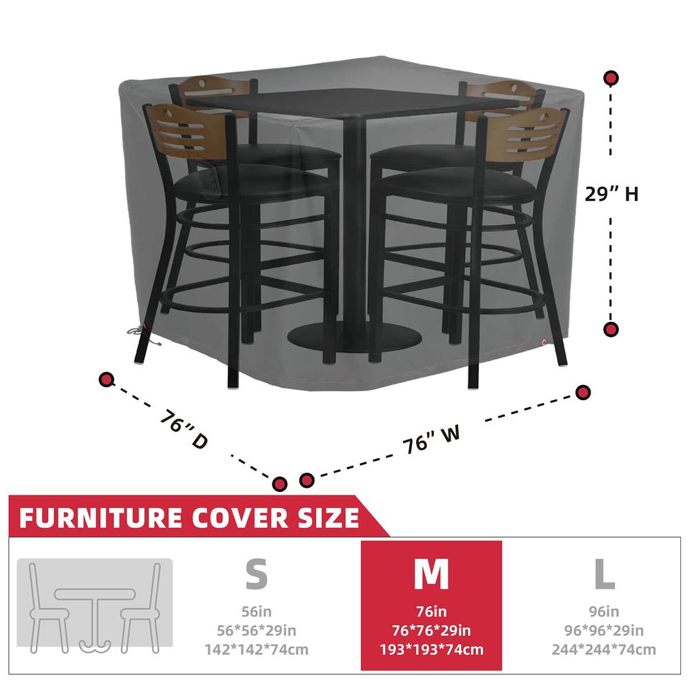 Turtle Life Patio Furniture Set Cover, Square Durable Water Resistant Outdoor UV Resistant Anti-Fading Dining Table Chairs Cover