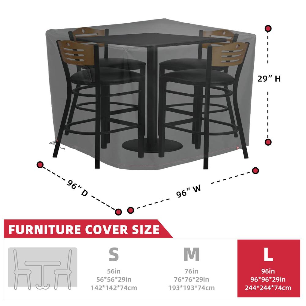 Turtle Life Patio Furniture Set Cover, Square Durable Water Resistant Outdoor UV Resistant Anti-Fading Dining Table Chairs Cover