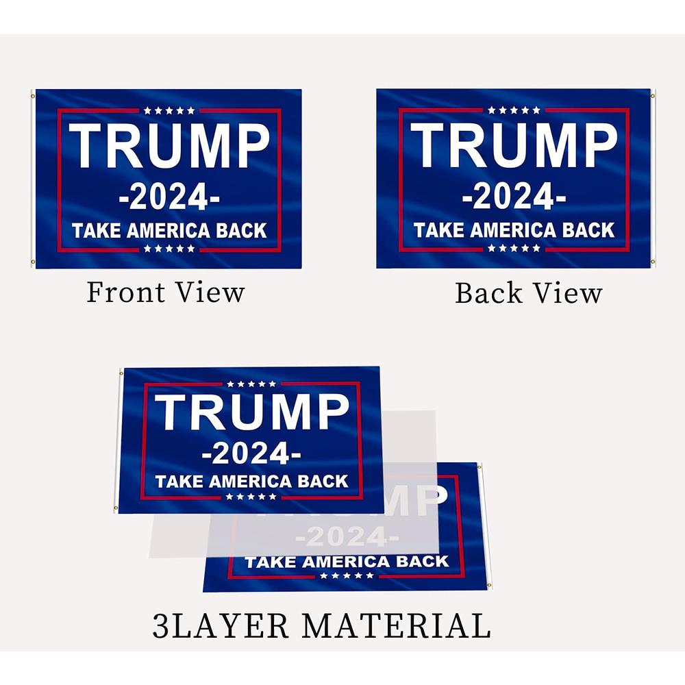 ARSOF Trump 2024 Flag Take America Back- Double Sided Donald Trump Flags 2024-3x5 Outdoor 200D Polyester with Durable Canvas Header an