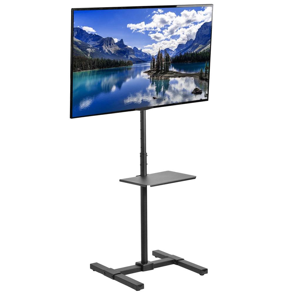 VIVO TV Floor Stand for 13 to 50 inch Flat Panel LED LCD Plasma Screens, Portable Display Height Adjustable Mount with Storage S