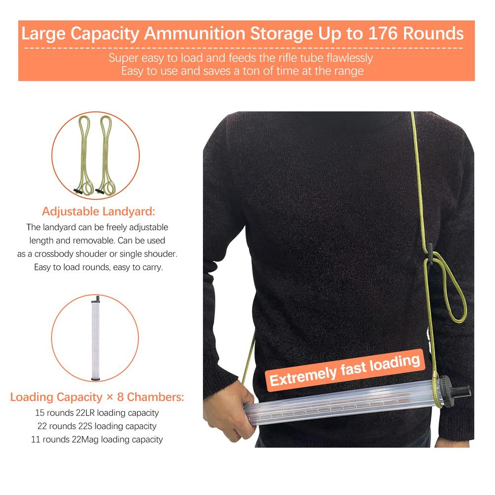 Ludex Rifle Tubular 176 Round Speed Loader for .22/.17 Ammo, Design for ...