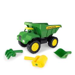 John Deere Big Scoop Dump Truck Toy with Sandbox Tools - Construction Toys, Sifter, Hand Tiller, and Tractor Wheel Roller - 15 x
