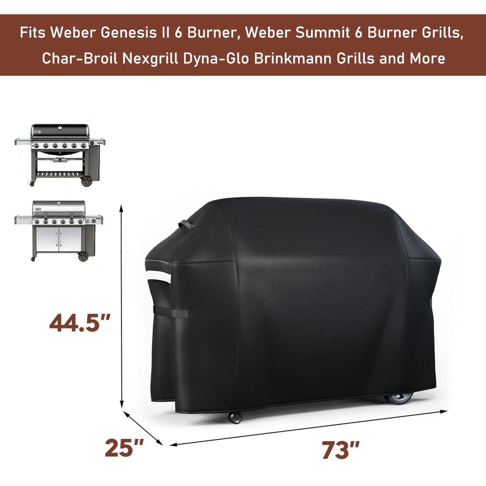 QuliMetal 72 Inch Grill Cover for Weber Char-Broil Nexgrill Dyna-Glo Brinkmann Grills and More, Weber Genesis II 6 Burner and Su