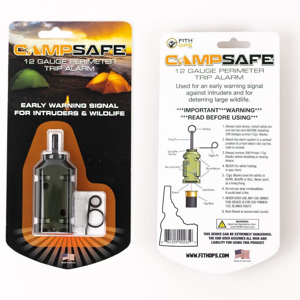 USA TODAY Fith Ops Original USA-Made Camp Safe 12 Gauge Perimeter Trip Alarm Device, Pest Deterrent
