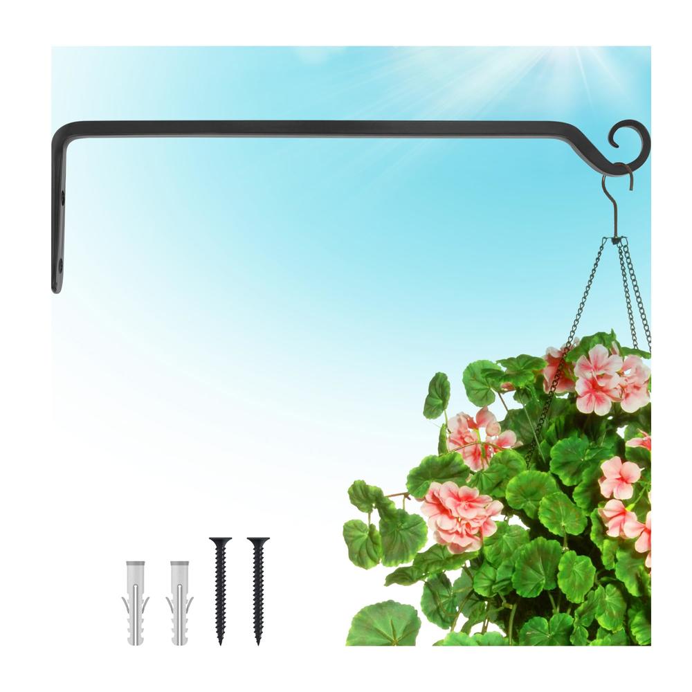 Gray Bunny Outdoor Plant Hanger Hook, 15” Hand Forged Straight Iron Wall Hooks for Bird Feeders, Lanterns, Wind Chimes, Patio De