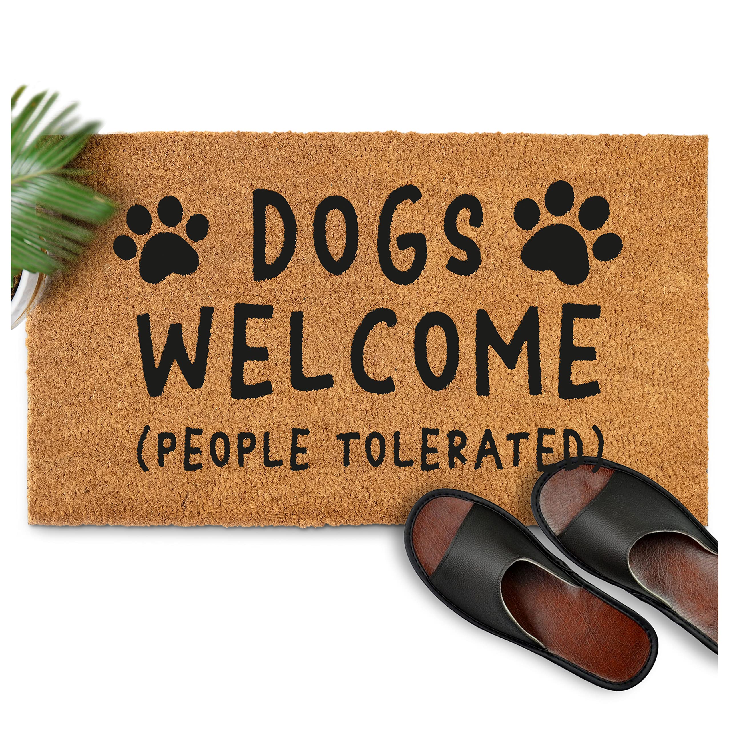 MAINEVENT Dogs Welcome People Tolerated Door Mat 30x17 Inch, Funny