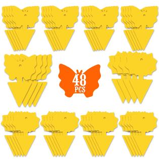 USKICH 1 48PcS Fruit Fly Sticky Traps, Fungus gnat Traps Insect Trap for  Plants Kitchen Indoor and Outdoor(48 Lemon Yellow )