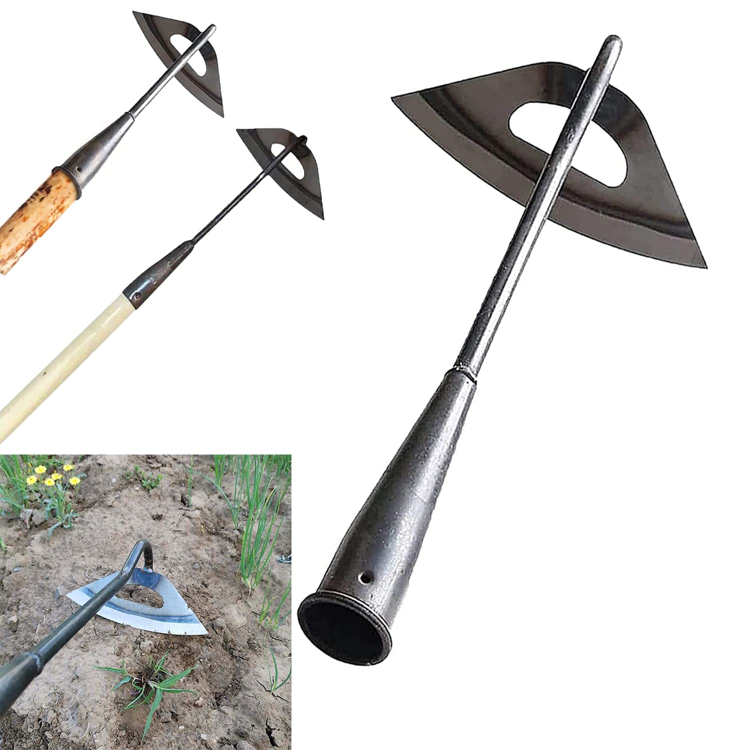 BuerKeo Gardening Tools Hollow Hoe, All-Steel Hardened Hollow Hoe, Sharp Durable Garden Weeding Tools, Hoe Garden Tool Hand Shovel Weed 