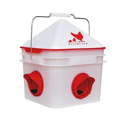 RentACoop Chick2Chicken 10lb BPA-Free 4-Port Feeder - Includes Anti-Roost Cone, Slider Port Cover, and Lid - Suitable for up to 