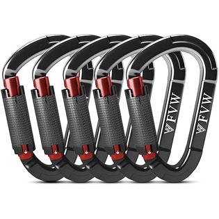 FVW Auto Locking Rock Climbing Carabiner Clips, UIAA Certified Professional 25kn (5620 lbs) Heavy Duty Caribeaners for Rappelling Swing Rescue & Gym