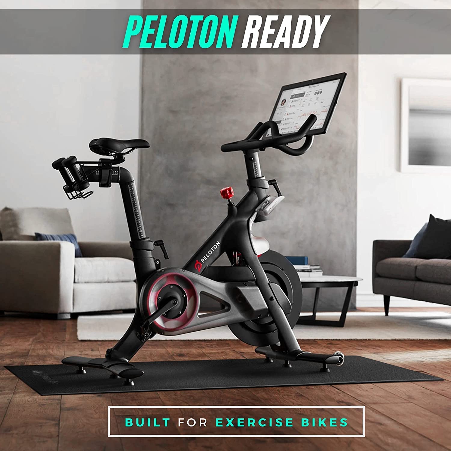Powr Labs Exercise Mats (Super Thick 6mm, 30x71) Gym Mat Bike Mat Indoor Cycling, Treadmill Mat, Gym Floor Mat, Stationary Bike 