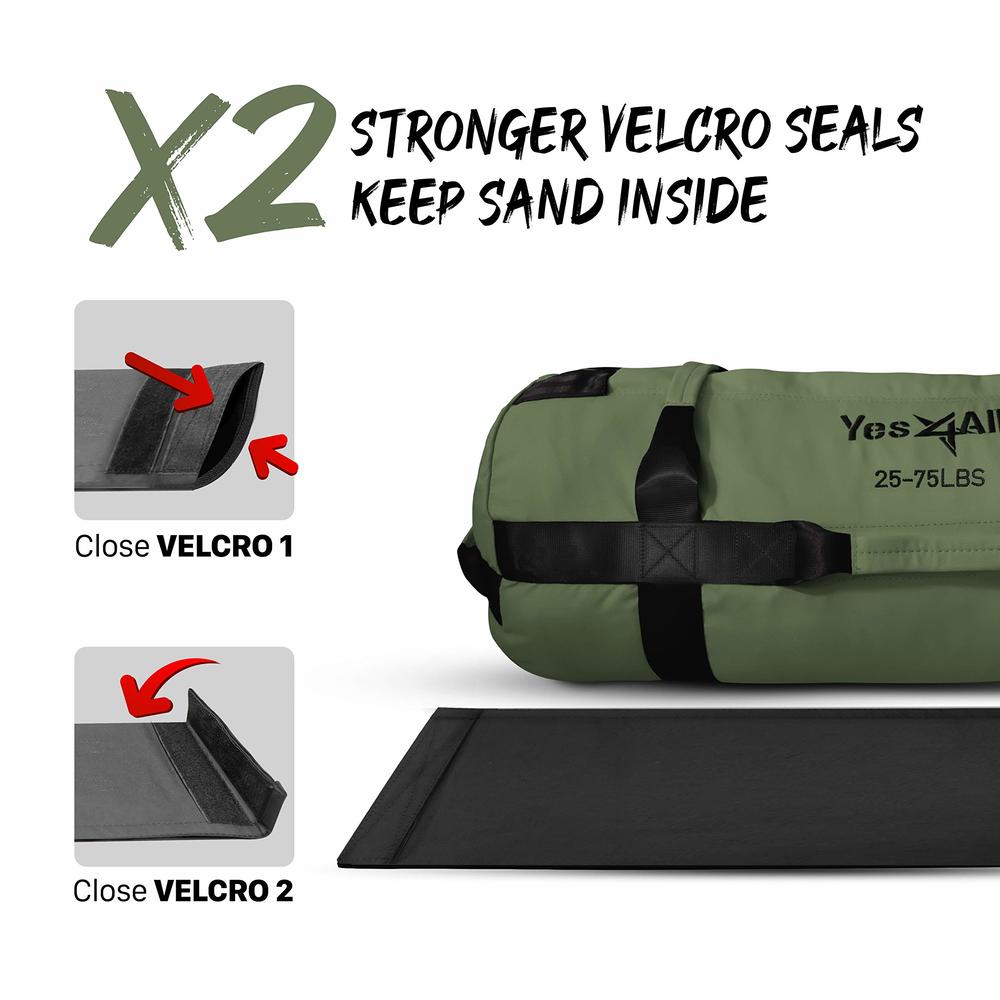 Yes4All Workout Sandbags, Heavy Duty Sandbags for Fitness, Conditioning, MMA & Combat Sports - Army Green - M