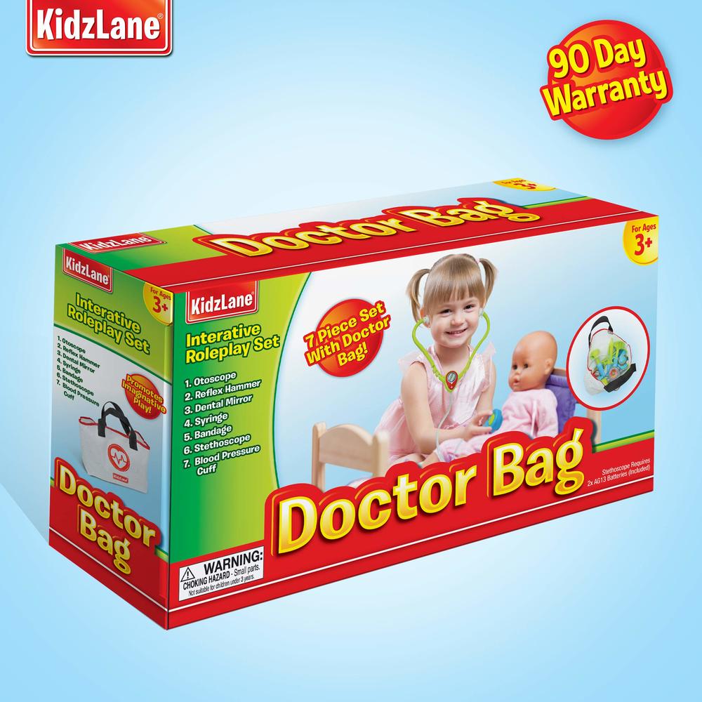 Kidzlane Play Doctor Kit for Kids and Toddlers - Kids Doctor Play Set - 7 Piece Dr Set with Medical Storage Bag and Electronic S