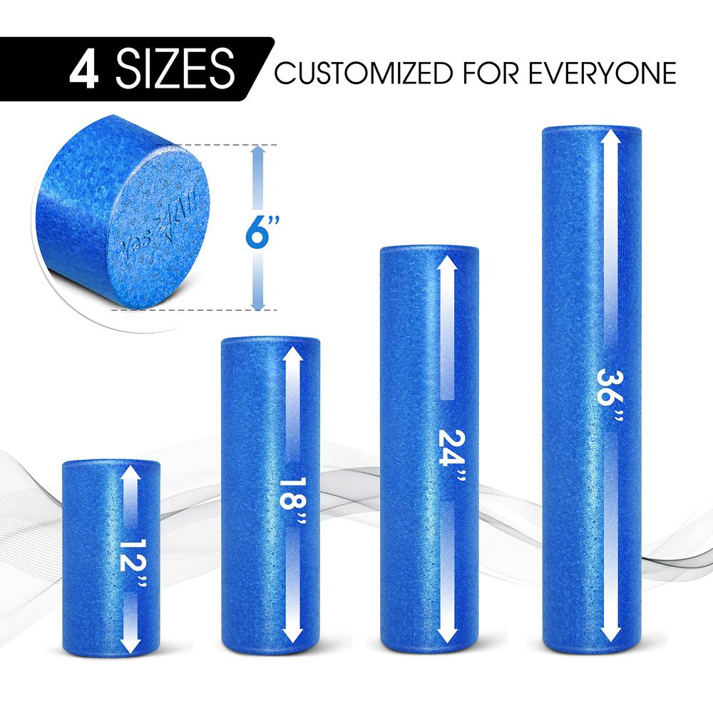 Yes4All High Density Foam Roller for Back, Variety of Sizes & colors for Yoga, Pilates - Blue - 36 Inches