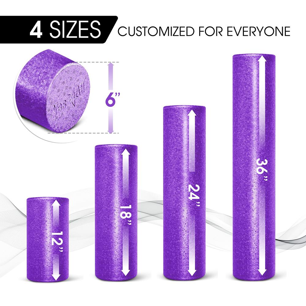 Yes4All High Density Foam Roller for Back, Variety of Sizes & colors for Yoga, Pilates - Purple - 36 inch