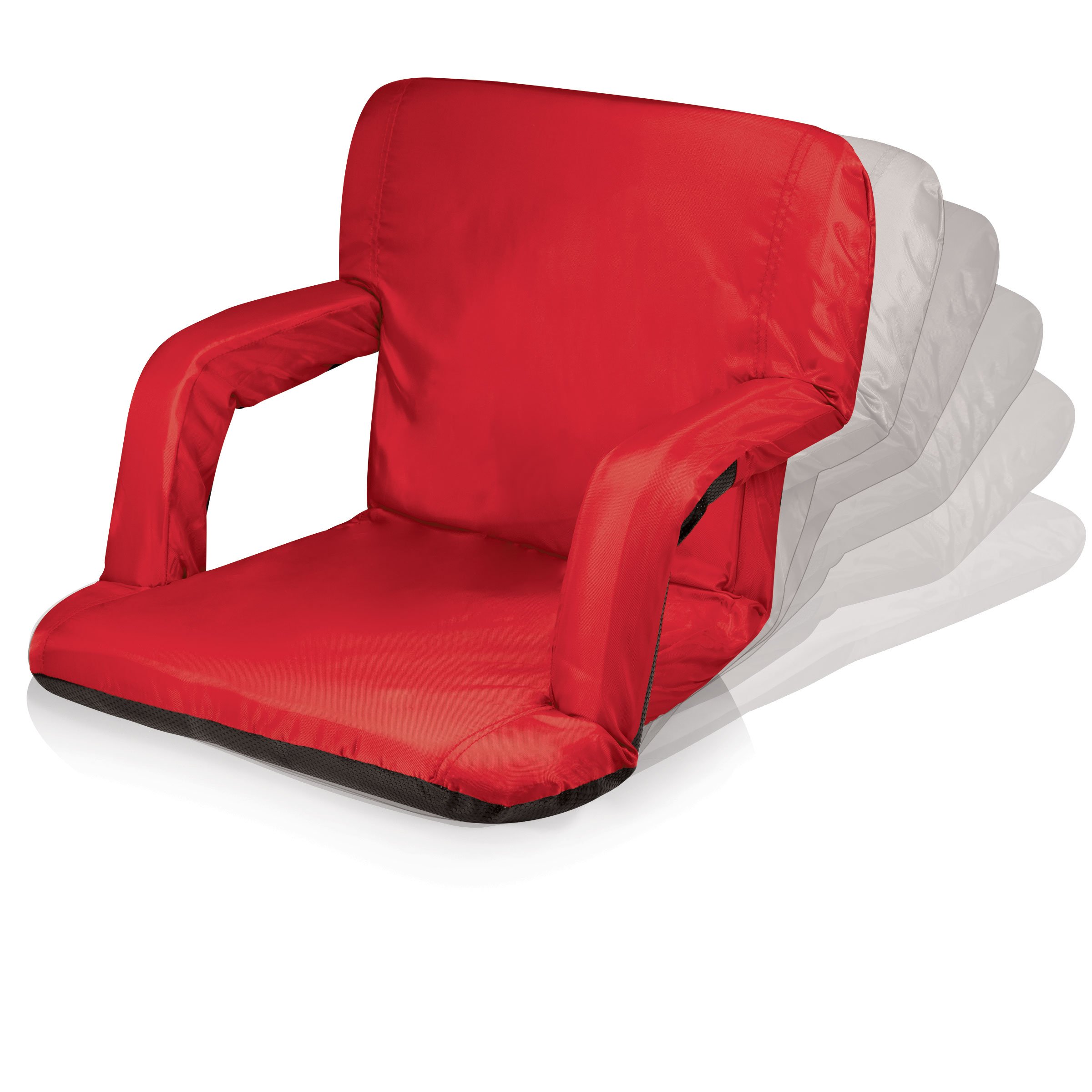 Picnic Time ONIVA - a Picnic Time brand Ventura Reclining Stadium Seat with Back Support - Bleacher Seat - Beach Floor Chair, (Red)