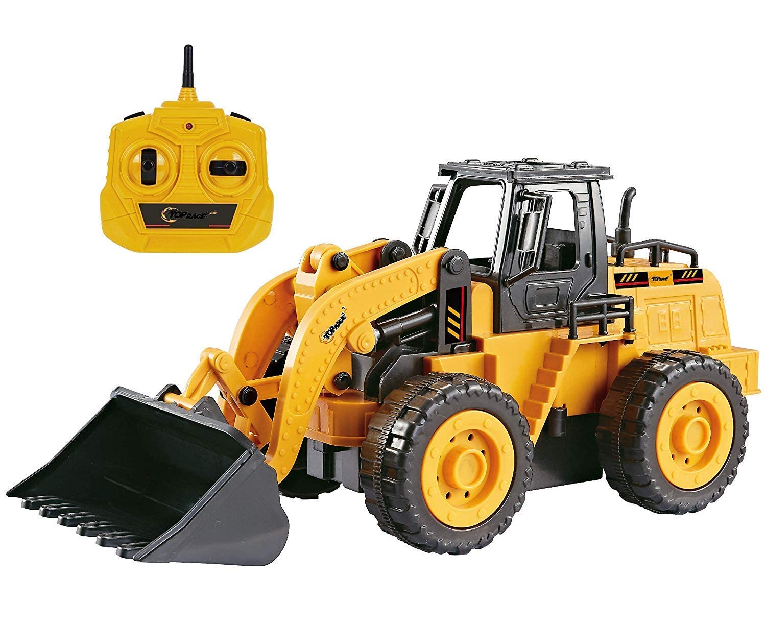 Top Race 8 inches RC Front Loader Toy Truck - Construction Toys for Kids - RC Excavator,Dump Truck,Sand Box Tractor Toys - 5 Cha