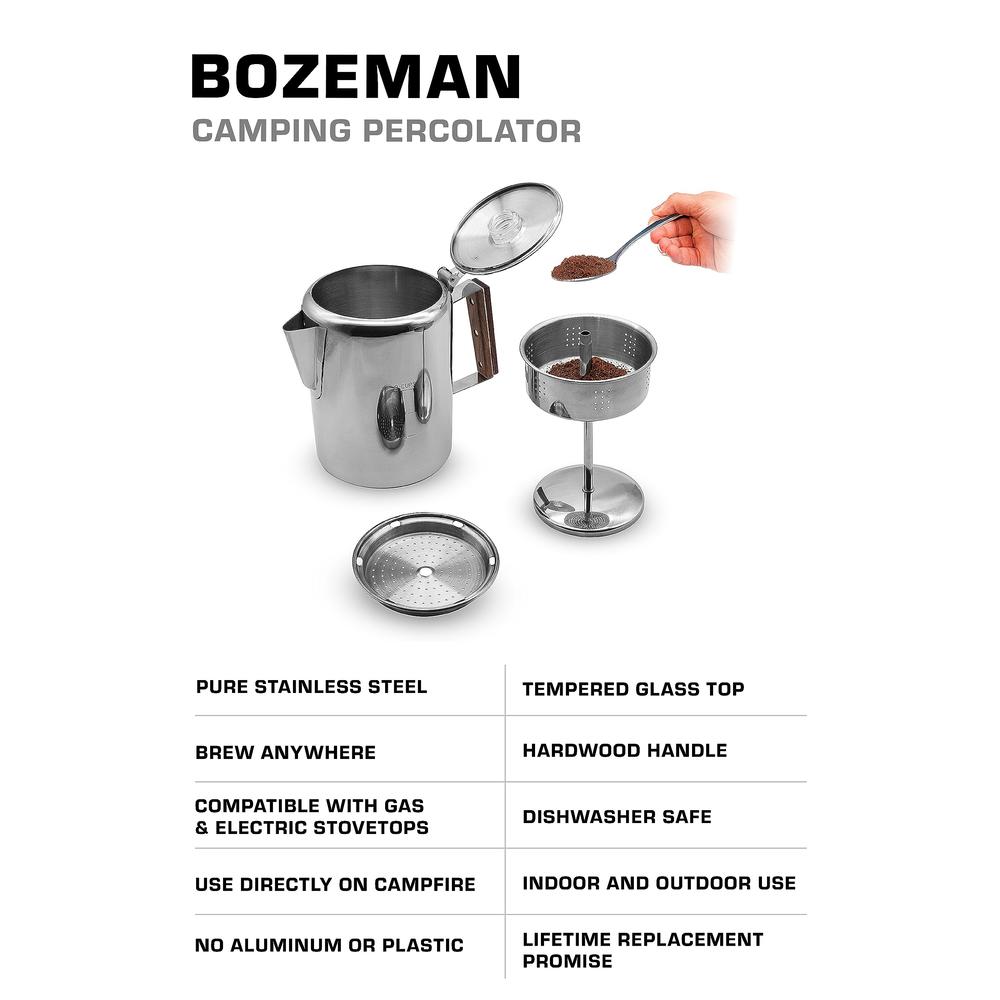 COLETTI Bozeman Camping Coffee Pot - Coffee Percolator - Percolator Coffee Pot for Campfire or Stove Top Coffee Making