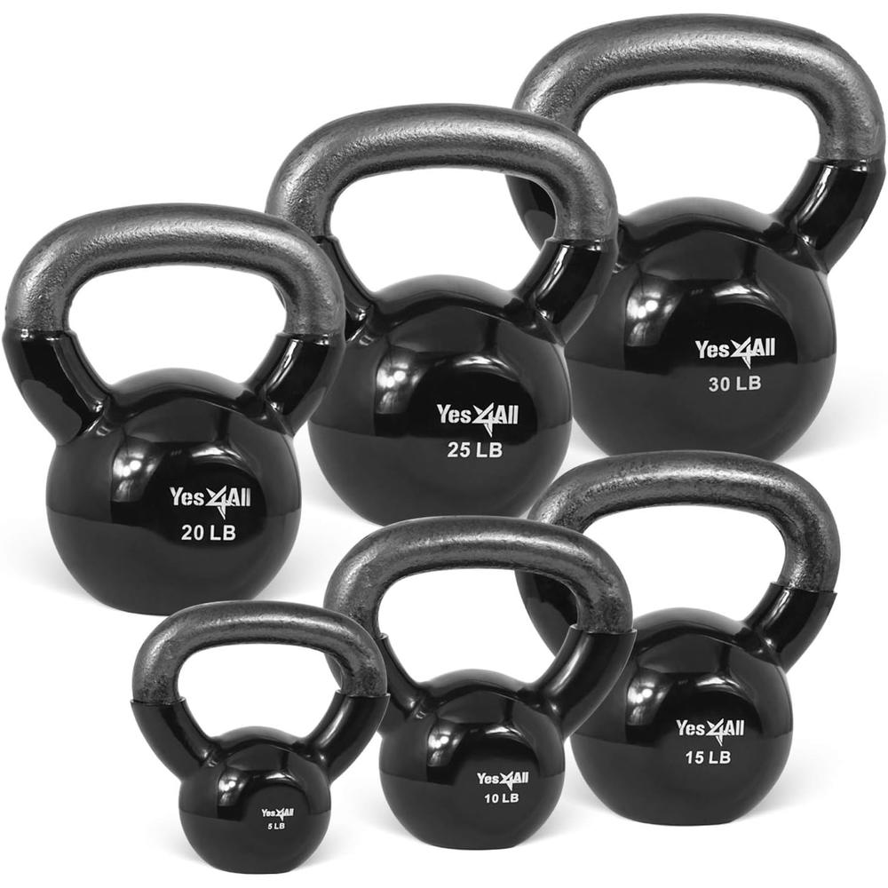 Yes4All K23E Vinyl gecoate gietijzeren kettlebell met beschermende rubberen basis, Kettle Bell Gewichten Set - Multicolor Kettlebells, Rood, 30 lbs Yes4All K23E Vinyl gecoate gietijzeren kettlebell met beschermende rubberen basis, Kettle Bell Gewichten Set - Multicolor Kettlebells, Rood, 30 lbs