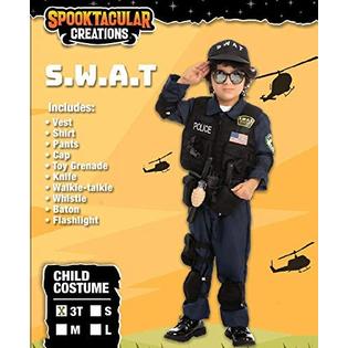 Kids SWAT Police Costume Set With Helmet & Accessories - Role Play Outfit For Boys