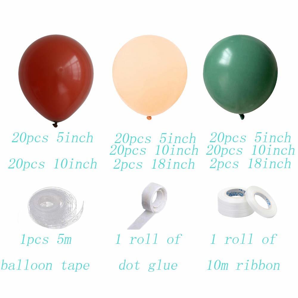 PageebO Light Brown Coffee with Sage Green Balloon Arch Kit for Party Birthday Wedding Engagement Anniversary Christmas Festival