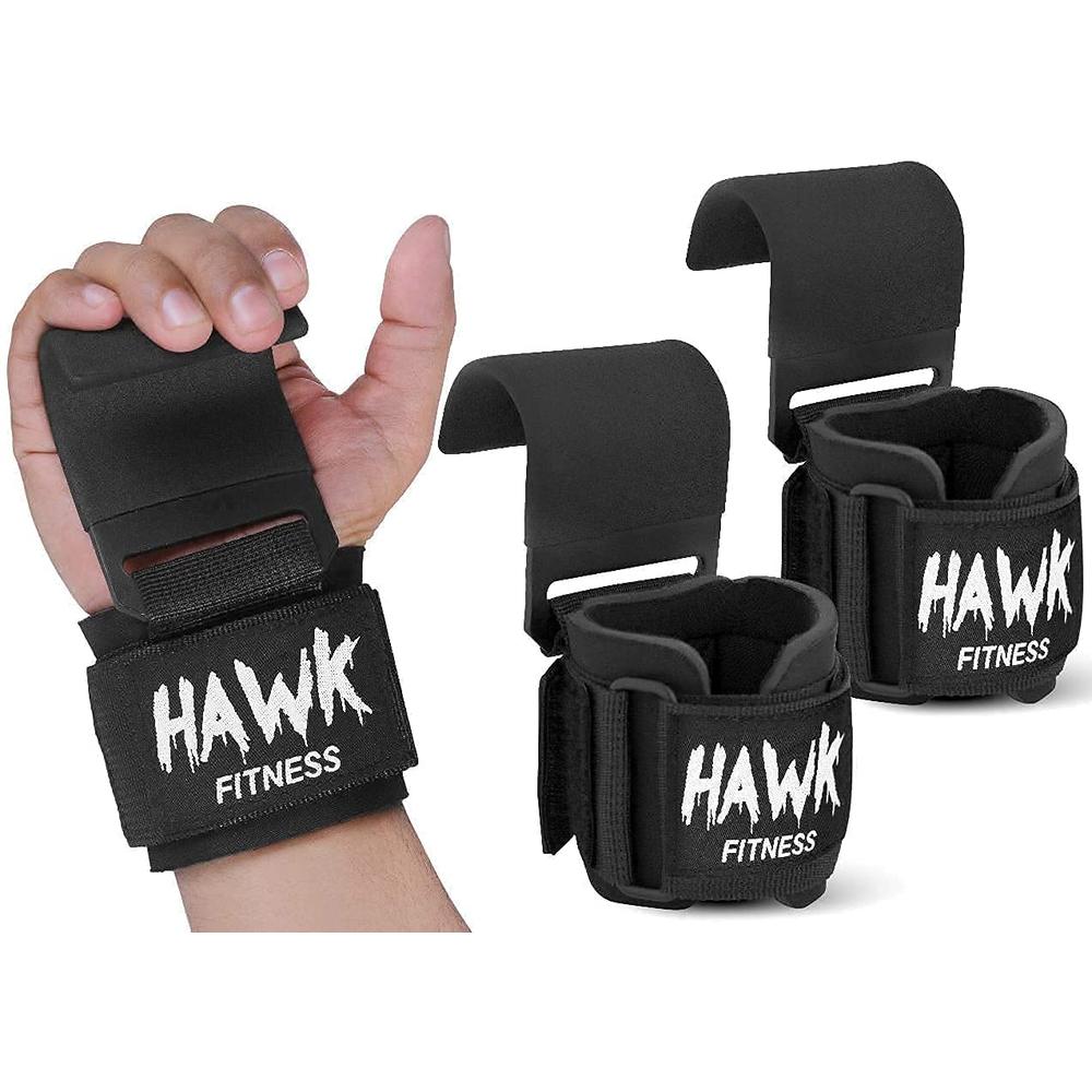 Hawk Sports Weightlifting Hooks with Wrist Straps for Men and Women, Safely Lift Weights Up to 700 lbs. with Reinforced Metal Li