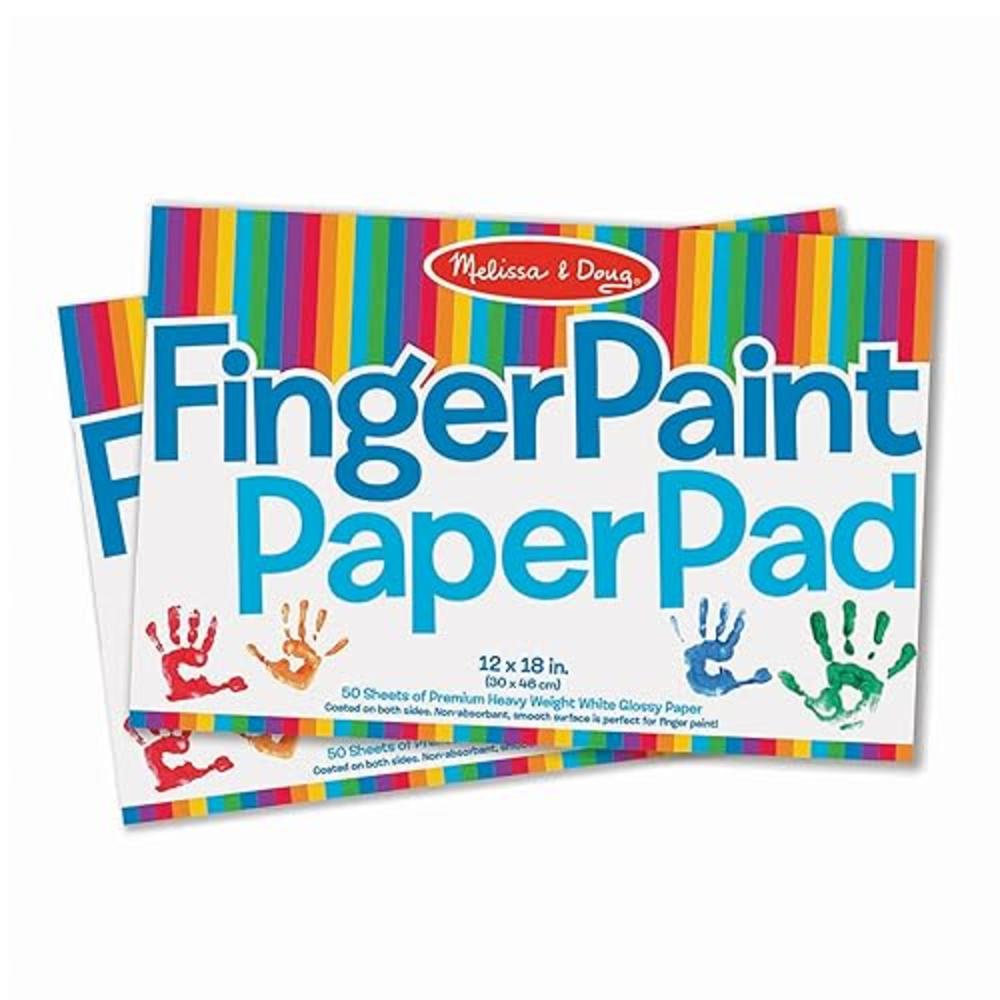 Melissa & Doug Finger Paint Paper Pad (12 x 18 inches) - 50 Sheets, 2-Pack - Kids Art Supplies, Fingerpaint Paper For Toddlers A