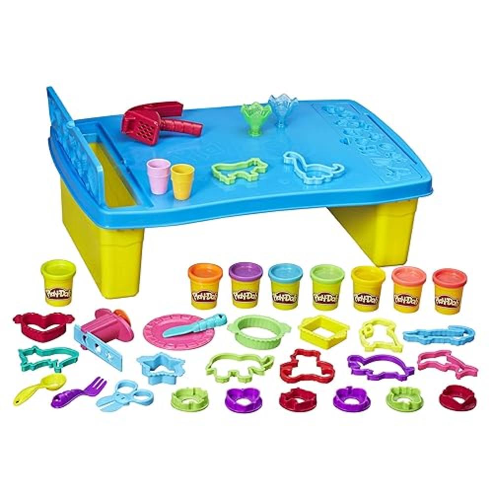 Play-Doh Play 'n Store Table Toy, Arts & Crafts Activities for Kids 3 Years & Up, Over 25 Play-Doh Accessories, 8 Modeling Compo
