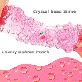 Azeperoy Premade Crystal Slime Rose Pink Jelly Cube Glimmer Crunchy Slime,  Includes 4 Sets of Slime