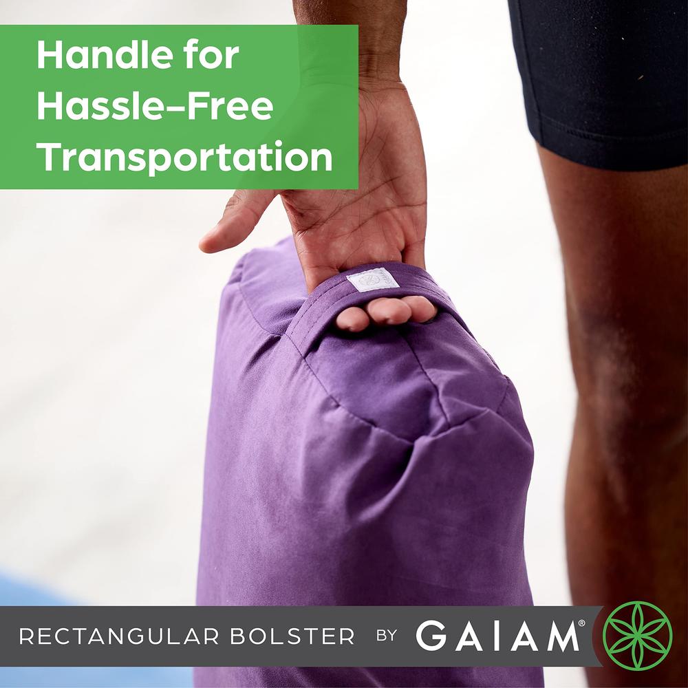 Gaiam Yoga Bolster - Long, Rectangular Meditation Pillow - Supportive Cushion for Restorative Yoga and Sitting on the Floor - Bu