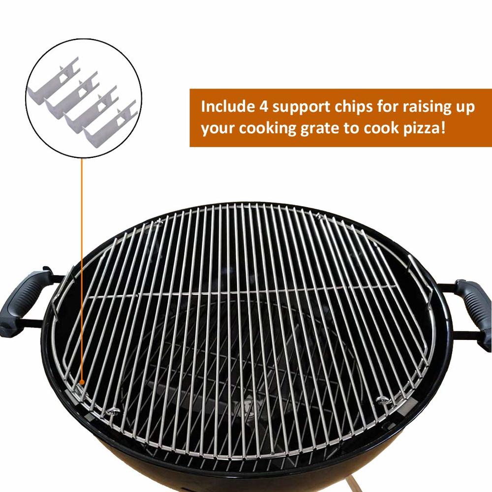 only fire Stainless Steel Multi-purpose Rotisserie and Pizza Combo Kit for Weber 22-Inch Kettle Charcoal Grills - Include Pizza 