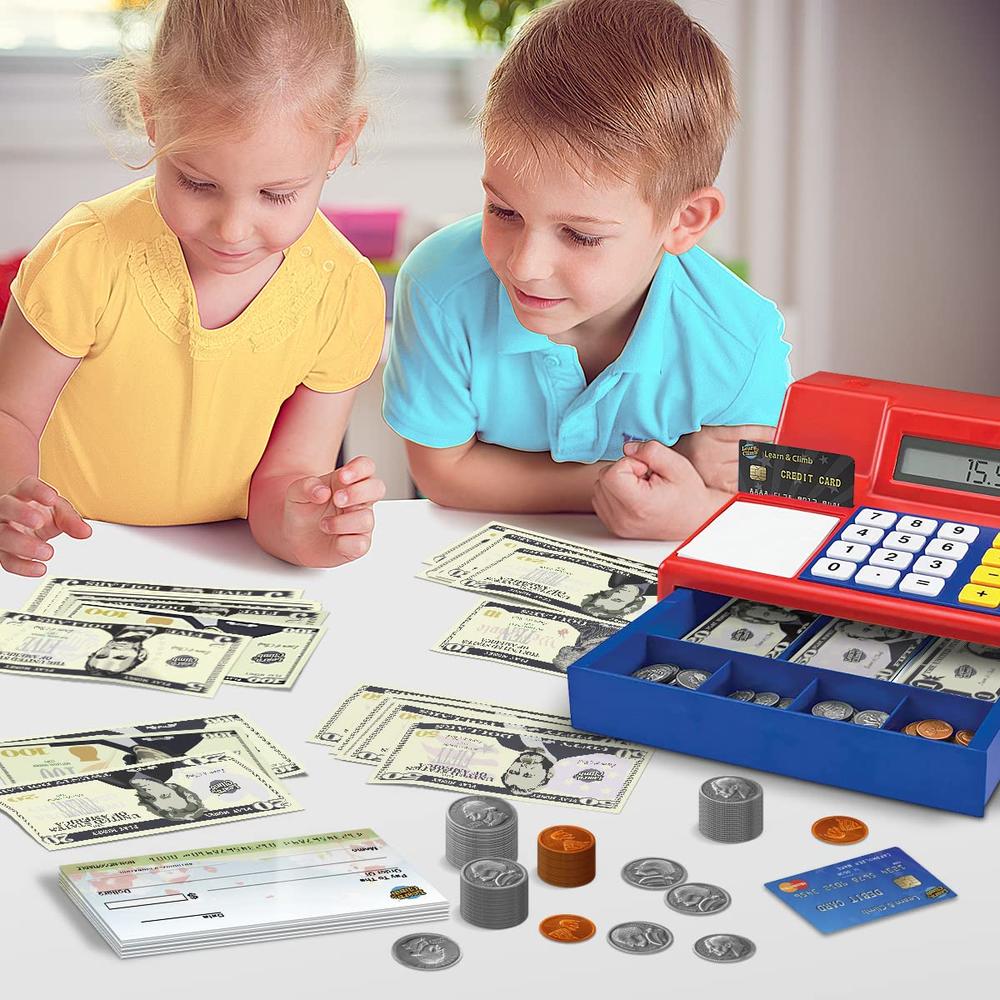 Learn & Climb Play Money Set for Kids, Fake Money for Pretend Play ...