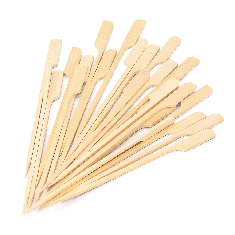 MOLFUJ 6 Inch Bamboo Skewers 100PCS Food Appetizer Toothpicks Wide Flat Paddle Bamboo Wood Picks for Cocktail, Marshmallow, Fruit, Gril