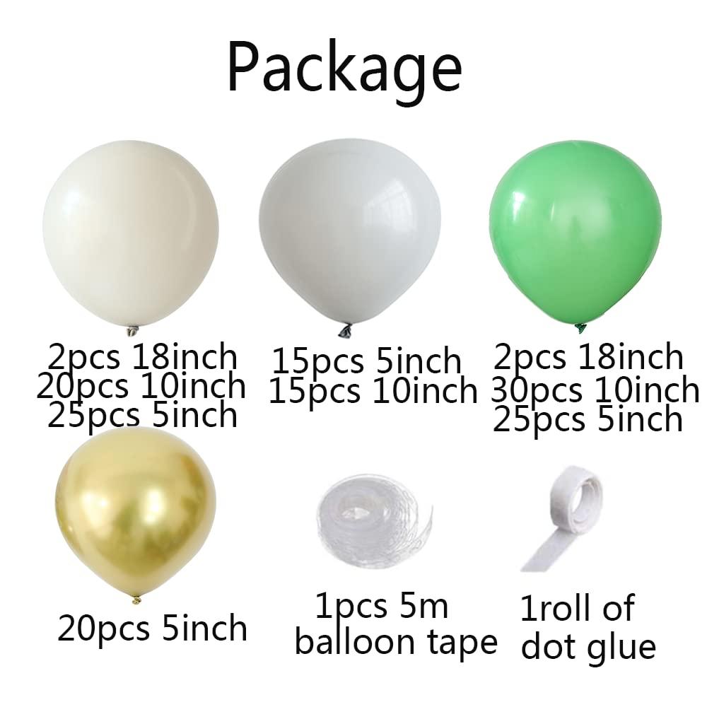 PageebO Sage Green Balloon Garland Arch Kit - 154pcs Avocado Green Balloon with Blush Balloons Gold Balloons and Macaron Gray Ba