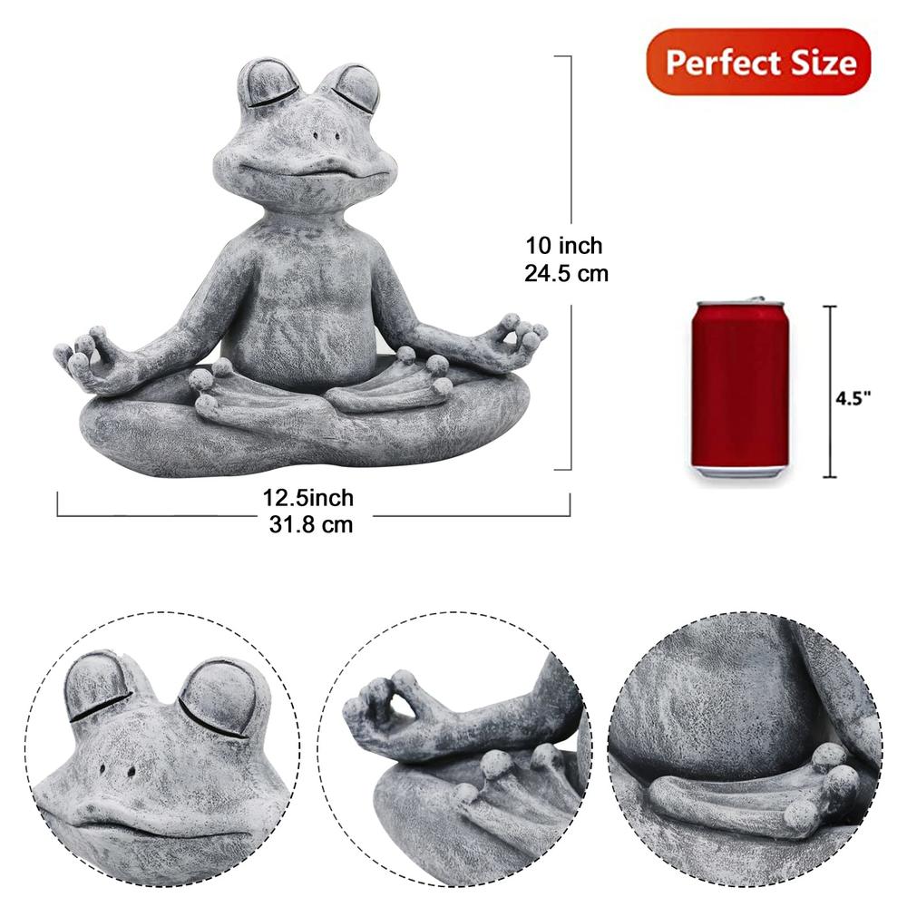 Goodeco 12.5" L×10" H Meditating Yoga Frog Statue - Gifts for Women/Mom, Zen Garden Frog Figurines for Home and Garden Decor, Fr