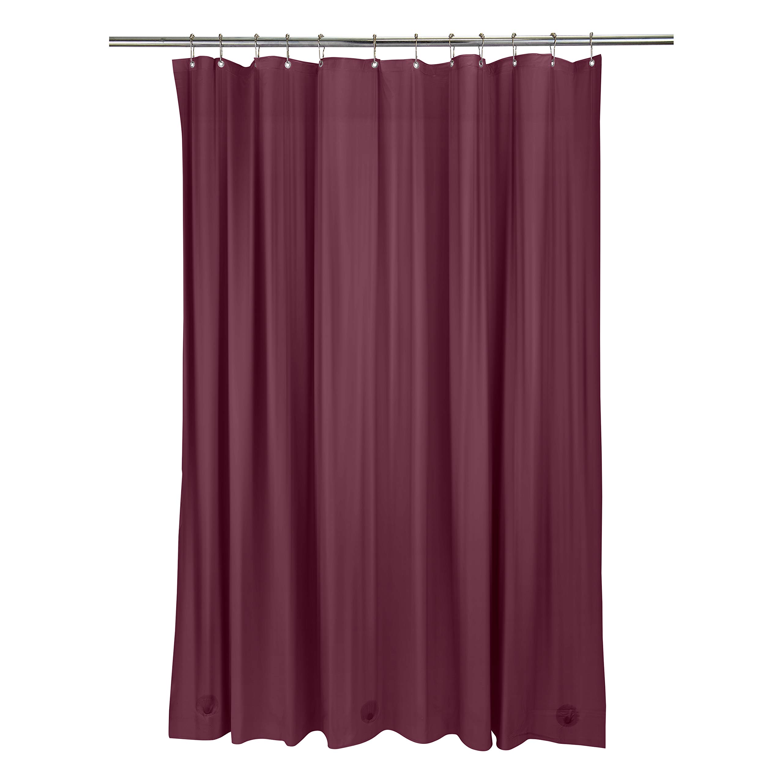 Bath Bliss Heavy Shower Curtain Liner, 12 Rust Resistant Metal Grommets, 3 Weighted Magnet Hem, Burgundy