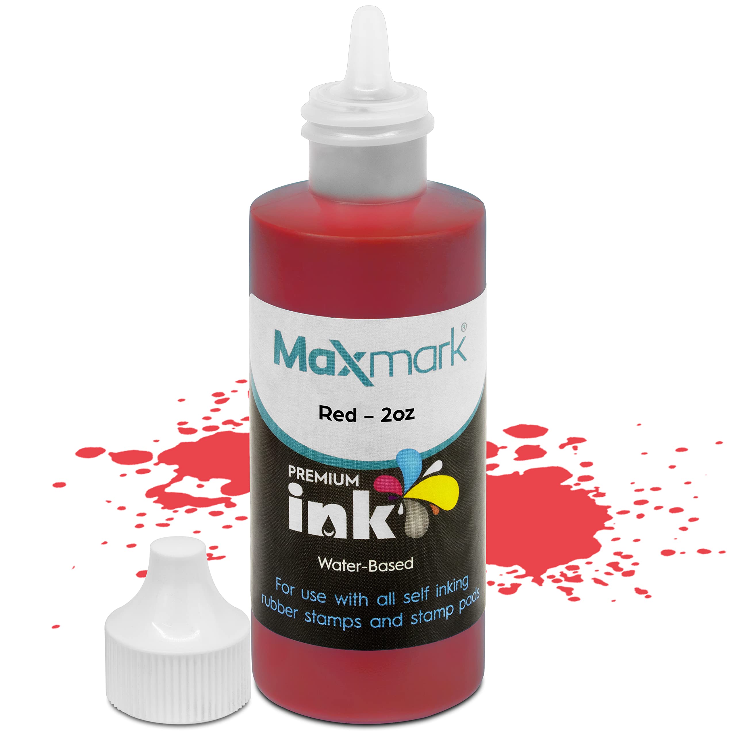 MaxMark Premium Refill Ink With Control Tip Bottle For Self-Inking Stamps, Black Color - 2 Oz