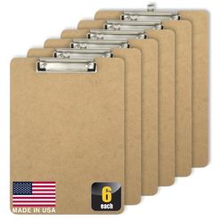 Officemate Recycled Wood clipboards, Low Profile clip, 6 Pack clipboards, Letter Size (9 x 125 Inches), Brown (83806)
