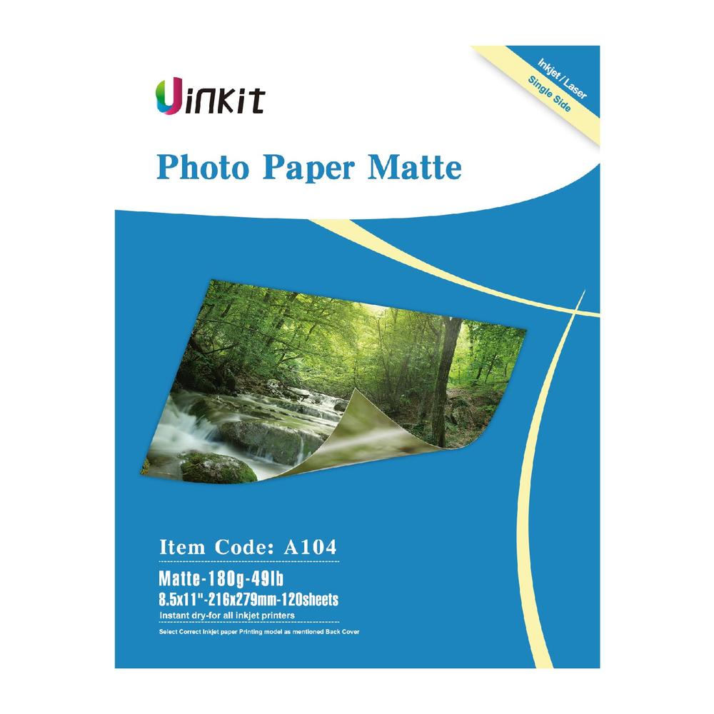 Uinkit 120 Sheets Presentation Paper Matte 8.5x11 Inkjet 48lb 180gsm Single Side Printable Photo for All Dye Ink Inkjet Printers