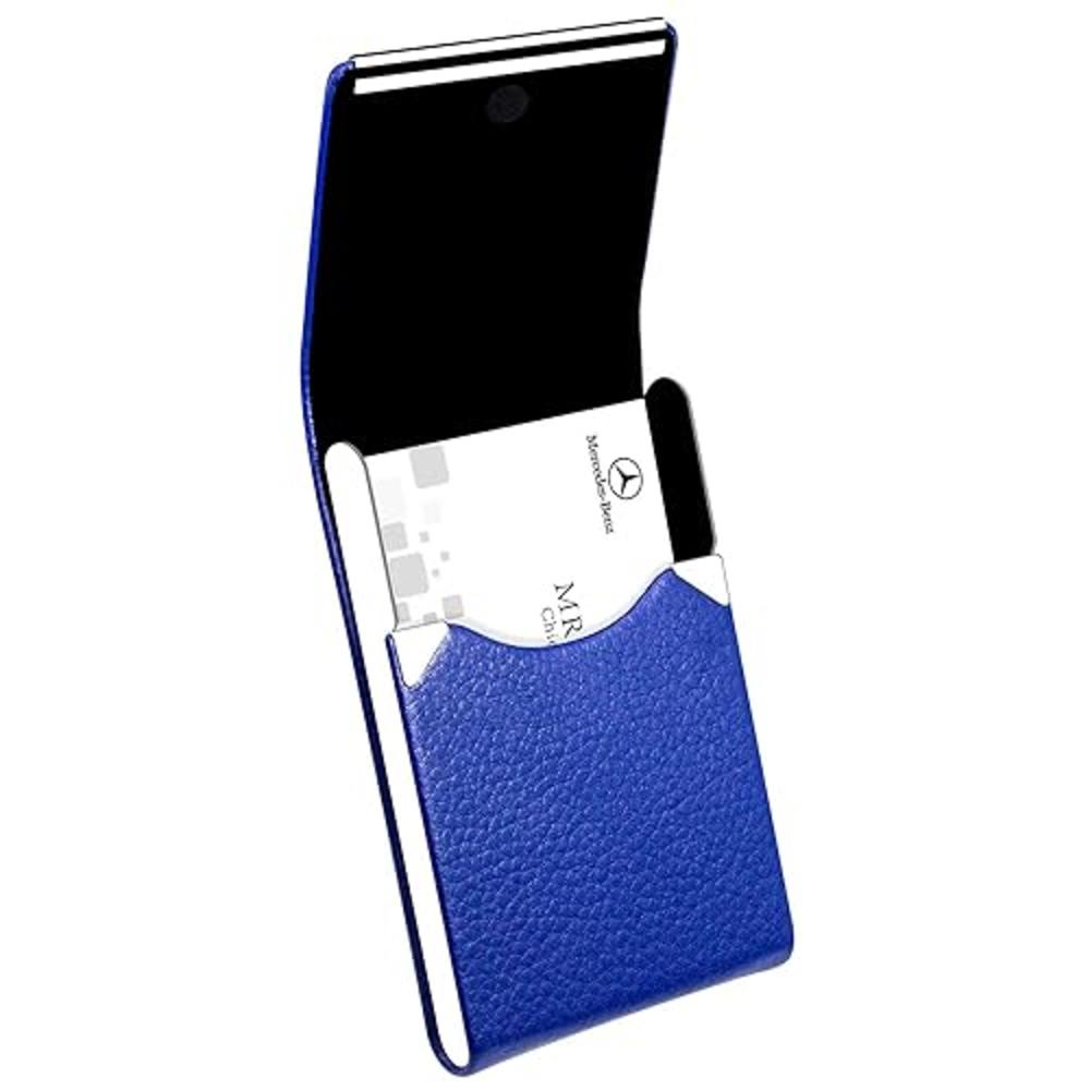 Padike Professional Business Card Holder PU Leather Business Card Case Name Card Holder Slim Metal Pocket Card Holder with Magne