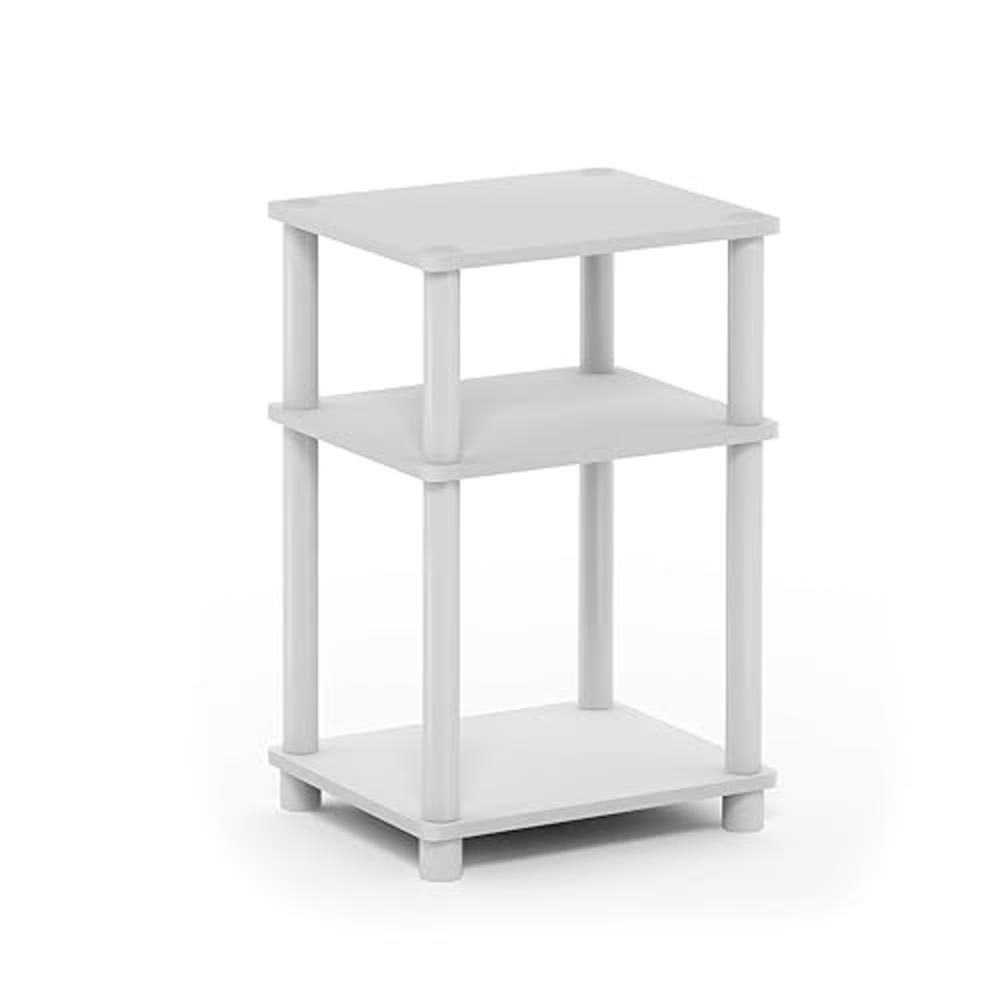 Furinno Just Turn-N-Tube Open Storage Nightstand, 1 Pack, 3-Tier, White/White