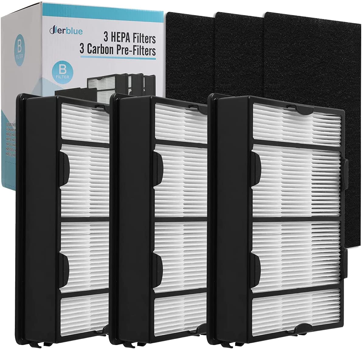 DerBlue 6PCS True HEPA Replacement Filter B for Holmes HAPF600,Replacement Holmes Air Filter,Part # HAPF600, HAPF600D, HAPF600D-
