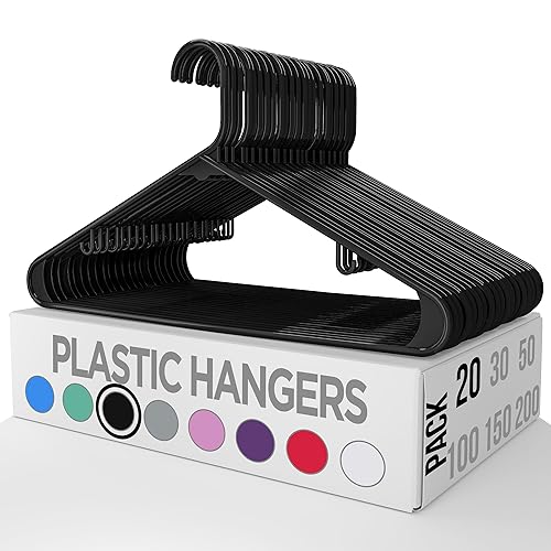 Utopia Home Plastic Hangers 20 Pack - Clothes Hanger with Hooks - Skirt Hangers - Durable & Space Saving Coat Hanger - Heavy Dut