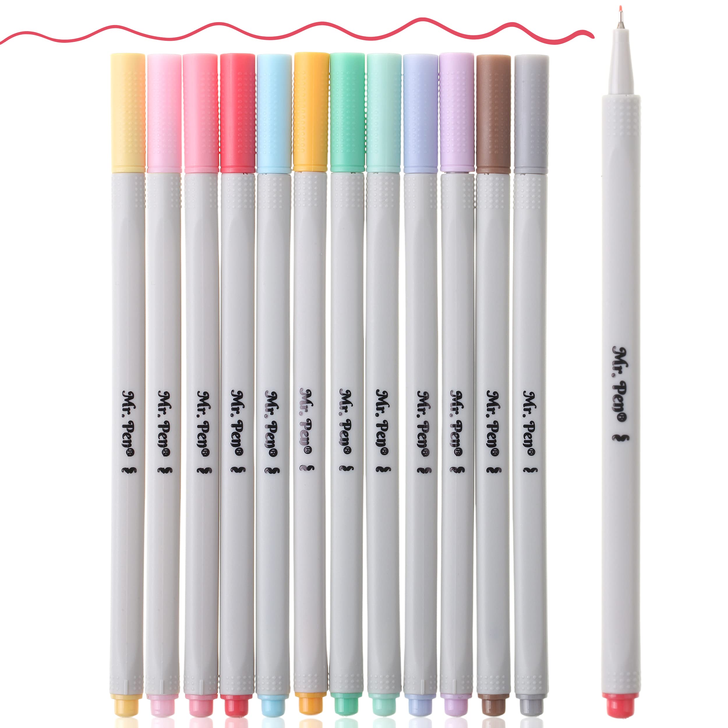 Mr Pen FIN12 Mr. Pen- Fineliner Pastel Pens, 12 Pack, Pastel
