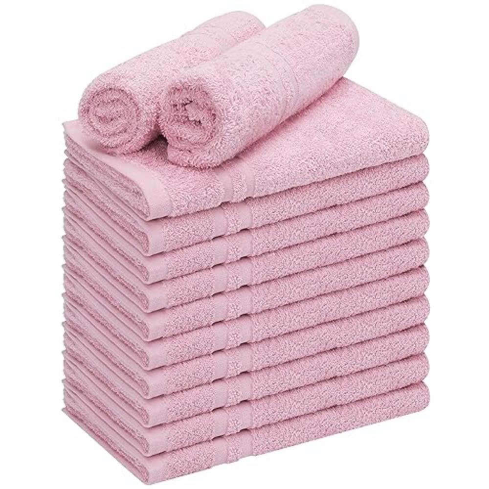 Utopia Towels Cotton Bleach Proof Salon Towels (16x27 inches) - Bleach Safe Gym Hand Towel (12 Pack, Pink)