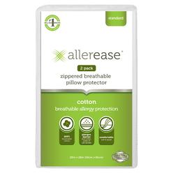 Aller-Ease AllerEase 100% Breathable Cotton Pillow Protector for Sleeping, Standard 26" x 20" - 2 Pack