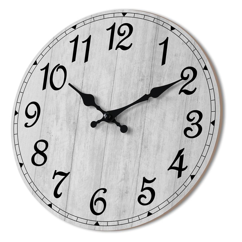 HYLANDA Wall Clock 14 Inch, Gray Wall Clocks Battery Operated Silent Non Ticking, Vintage Rustic Wooden Clocks Decorative for Ki