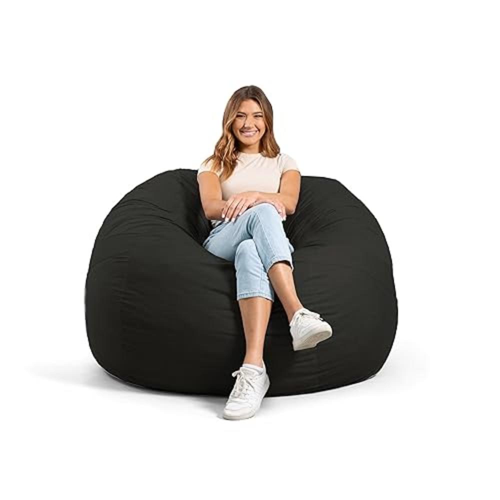 Big Joe Fuf XL Foam Filled Bean Bag Chair with Removable Cover, Fog Lenox, Durable Woven Polyester, 5 feet Giant